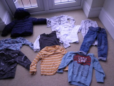 Baby Boy Blue Zoo Hooded Puffer Coat & Next Etc Jumper Bundle Size 12 - 18 Month • £3.75
