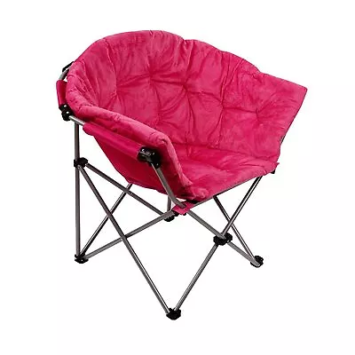 Folding Saucer Moon Chair Short Plush Faux Fur Padded Club Seat Pink • $67.99