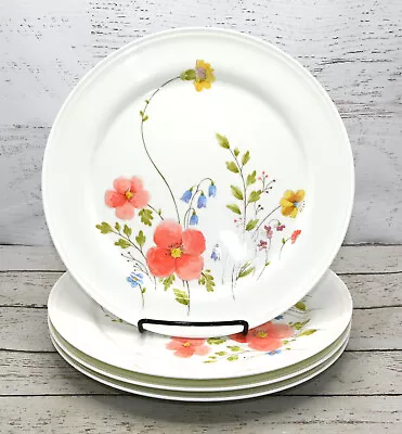 Mikasa JUST FLOWERS 10 1/2  Dinner Plate Set Of 4 Bone China A4-182 • $44.95