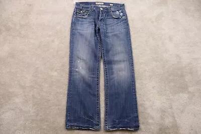 Mek Jeans Mens 36x34 Portland Boot Cut Blue Denim Button Fly • $28