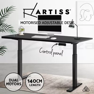 Artiss Standing Desk Motorised Sit Stand Desks Dual Motor Black 140CM • $385.95