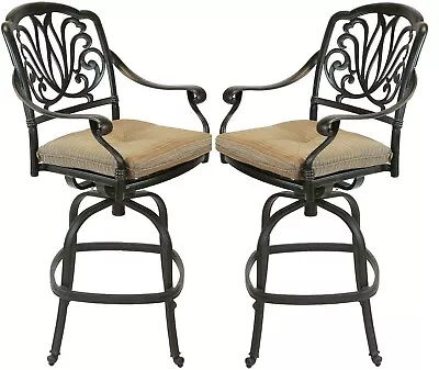 Elizabeth Outdoor Patio Swivel BarStools Cast Aluminum Dark Bronze Set Of 4 Or 6 • $1999