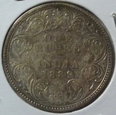 1889 British India   B  Incuse - Rupee - Bombay - Queen Victoria - .917 Silver • $34.99