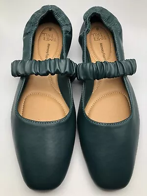 NEW Time And Tru Women’s Green Ruched Mary Jane Flats Shoes Size 8 • $20