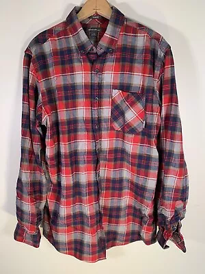 EDDIE BAUER Shirt Men’s Tall Large RED Plaid Classic Fit Button Down TL • $12.95