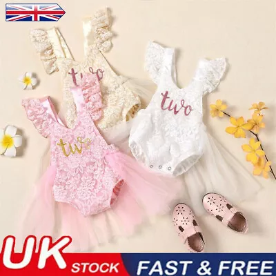 Baby Girls Romper Dress 2st Birthday Outfit One Cake Smash Lace • £7.10