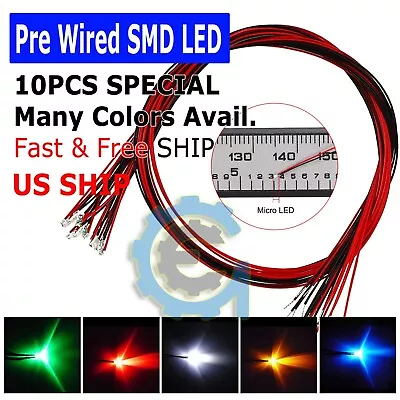 DC 9-12V Pre-Wired SMD LED Diode 0402 0603 0805 1206 Micro Mini White Light Lamp • $5.95