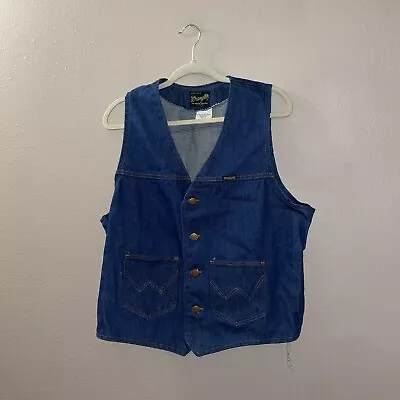 Vintage Wrangler Denim Vest Mens Extra Large Cowboy Blue Made In USA No Fault • $20