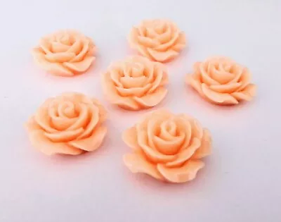 3D Peach Roses Acrylic Flat Back Gems Jewels Decoration Crafts • £3.15