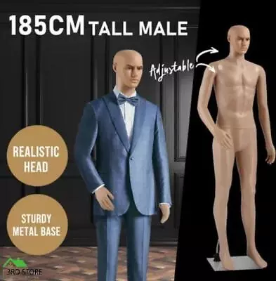 185CM Male Mannequin Full Body Manikin Display Stand Dress Form Adjustable Detac • $152.10
