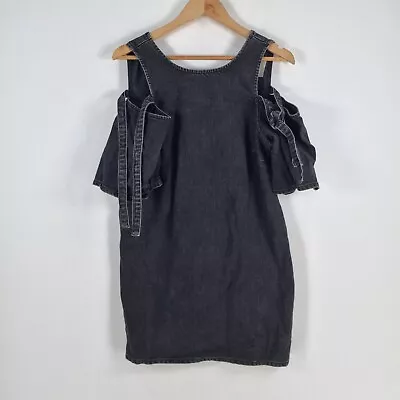 $24.95 • Buy Asos Denim Womens Dress Size 12 Black Short Sleeve Round Neck Cotton 048170