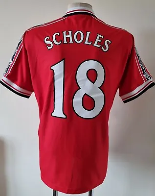 Manchester United 1998-2000 Home Umbro League Champion Shirt #18 SCHOLES Size XL • $200