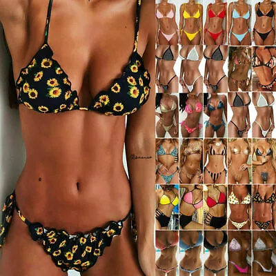 Women Sexy Bra Set Bikini Brazilian G-String Padded Thong Swimwear Swimsuits  • £15.09