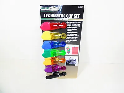 Bag Clips Magnetic Refrigerator Magnets 7 Piece Color Magnet Chip Clip Set Sets • $6.99