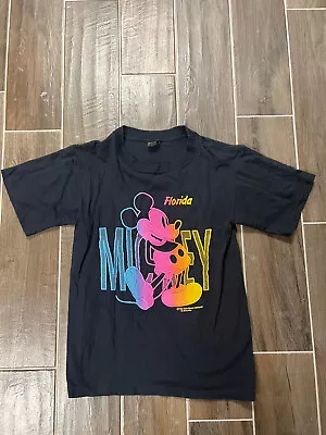 Walt Disney Shirt Mickey Mouse Black Vintage 80s Medium Single Stitch • $16.96