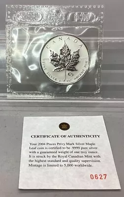 2004 Pisces Privy Mark Silver Maple Leaf With CoA • $64.99