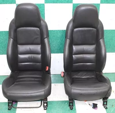 *WEAR* 08' Corvette C5 Leather Black Coupe Power Manual Bucket Seats Pair 2x OEM • $759.99