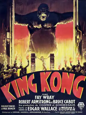 1933 KING KONG VINTAGE MONSTER MOVIE POSTER PRINT FRENCH A 48x36 BIG 9MIL PAPER • $89.95