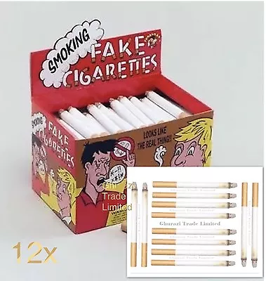 Set Of 12 Fake Cigarettes Smoke Effects Lit Theatrical Stage Novelty Joke Trick • £6.99
