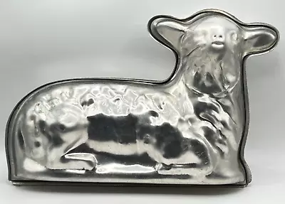 Vintage Lamb Sheep Aluminum 11  Cake Chocolate Jello Candy Mold Pan 2 Piece Set • $15