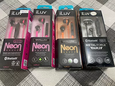 4 X ILuv Wireless Bluetooth Earphones Built In Mic Universal & 3.5mm Mix Joblot • £8.95