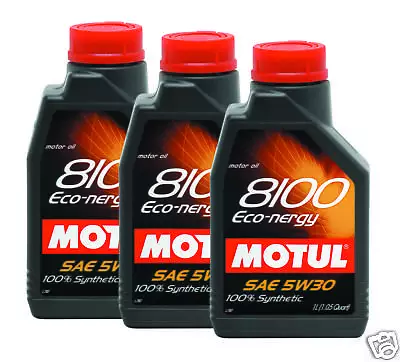 MOTUL 8100 Eco-nergy 5W30 Synthe Engine Oil 1L 3 BOTTLE • $31.36