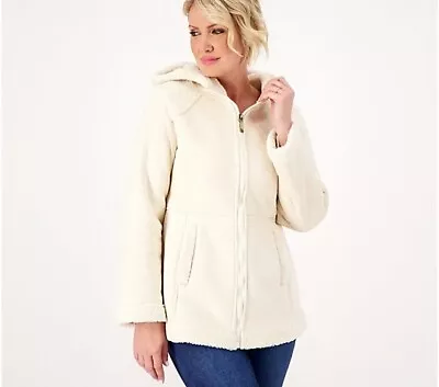 Koolaburra By Ugg Faux Suede Hooded Coat W/ Sherpa Trims-Cream-2X-NEW-A545146 • $39.99