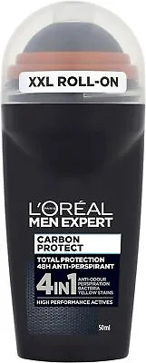 5 X L'Oreal Men Expert Carbon Protect Roll On Anti-Perspirant Deodorant 50ml • £7.45