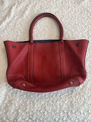 J Crew Borge Garveri Uptown Leather Tote Bag Red • $85.99