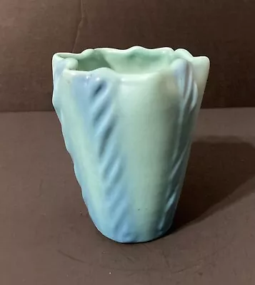 MCM Van Briggle Ming Blue Art Pottery Crimped Vase W/Twisted Rope Design 5”  • $72