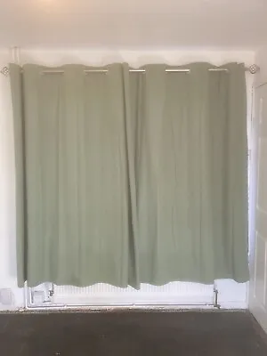 B&Q Good Home Napour Light Green Lined Plain Eyelet Curtain Pair W167cm L183cm • £39.99