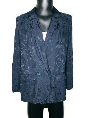 Zara Basic Womens Navy Blue Blazer One Button Patterned Pockets Size Small NWOT • $26.88