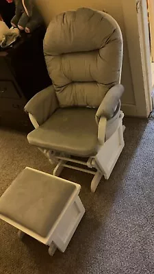 Costway Glider & Ottoman Cushion Set Wood Baby Nursery Rocking Chair Light Grey • $150