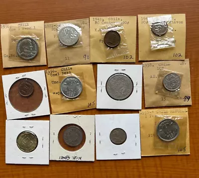 Lot Of Twelve (12) Chile Coins - Some Vulture Types • $1.09