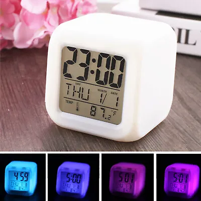 $12.69 • Buy 7 Color Changing LED Digital Alarm Clock Kids Wake Up Alarm Clock Night Light