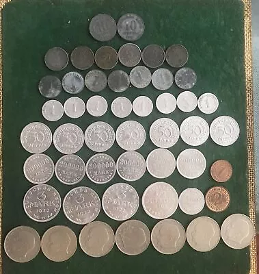 GERMAN Coins 1894-1950 (inc WWII 1939 (151050 Pfennig 23200000 Ma) 50 Coins • £19.50