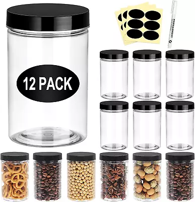 12 Pack Plastic Jars With Lids 8 OZ - Empty Clear Cosmetics Containers With Pen  • $22.95