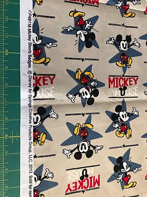 2013 Mickey Mouse Shorts Badges 100% Cotton  Fabric Sold By The Yard #811 • $8.79