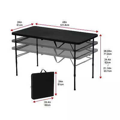 Mainstays Home 4 Foot Fold-in-Half Adjustable Folding Table Rich Black • $34.88