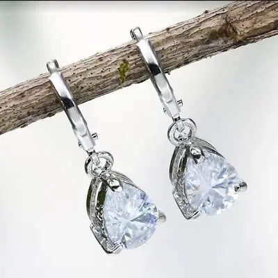 925 Sterling Silver Huggie Earrings Crystal Colour Drop Earrings Women Jewellery • £2.99