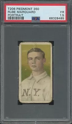 1909-11 T206 Piedmont 350 Rube Marquard PSA 1.5 FR Portrait • $325