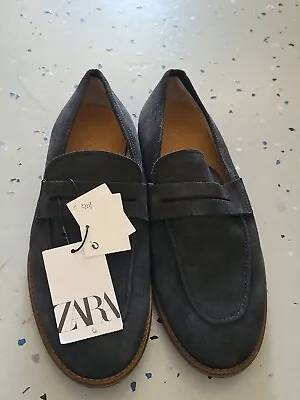 Zara Black Leather Moccasin Shoes Loafers Flats Size 40 • $38.50