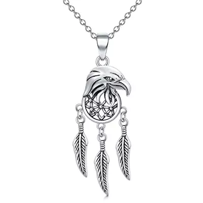 925 Sterling Silver Dream Catcher Necklace Eagle Pendant Jewelry Gift For Women • £54.65