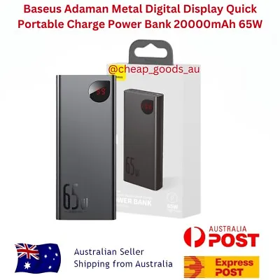$85 • Buy Baseus 65W Dual USB Portable Battery Charger Quick Charging External Power Bank