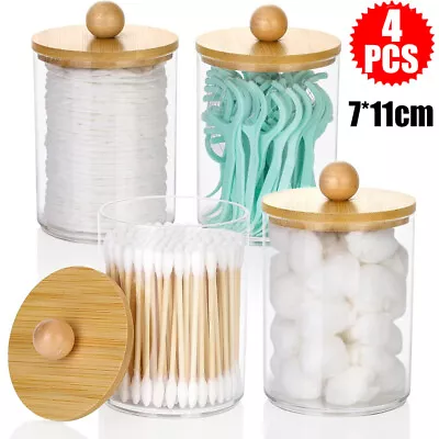 4x Cotton Wool Ball Bud Swab Holder Jar Makeup Pad Container Organiser Dispenser • £10.89