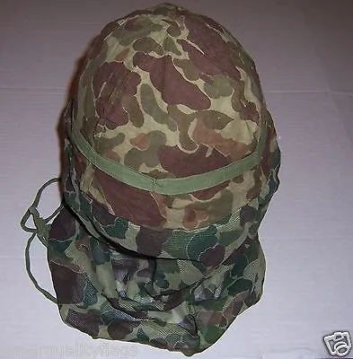 Camo Helmet & Face Cover WWII US Military Genuine Mosquito Net World War 2 • $24.95