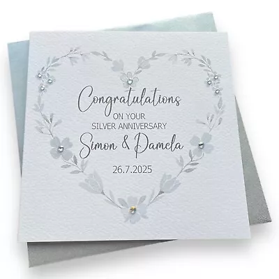 Personalised  25th Silver  Wedding Anniversary Card • £3.25