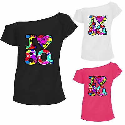 Ladies I Love The 80s T-Shirt Fancy Dress Costume Neon Festival Womens Outfit • £5.49