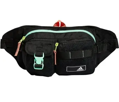 ADIDAS AMPLIFIER 2 Crossbody Belt Waist Bag BLACK 7”H X 18  W X 4.25  D NEW $45 • $27.95