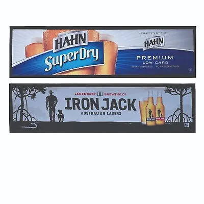 IRON JACK + HAHN SUPER DRY 2 X RUBBER BACKED FABRIC BAR MATS 25x90cm MAN CAVE • $49.99